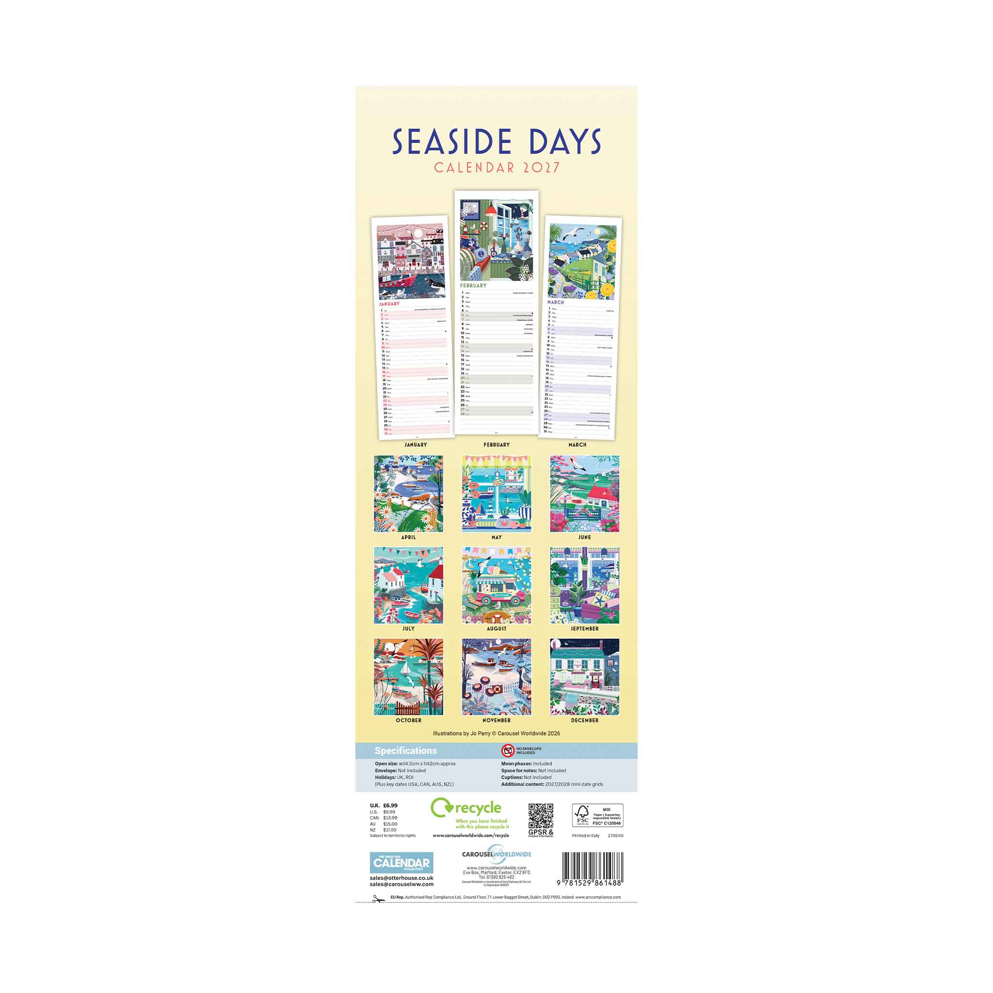 2027 Seaside Days Slim Calendar - Image 6