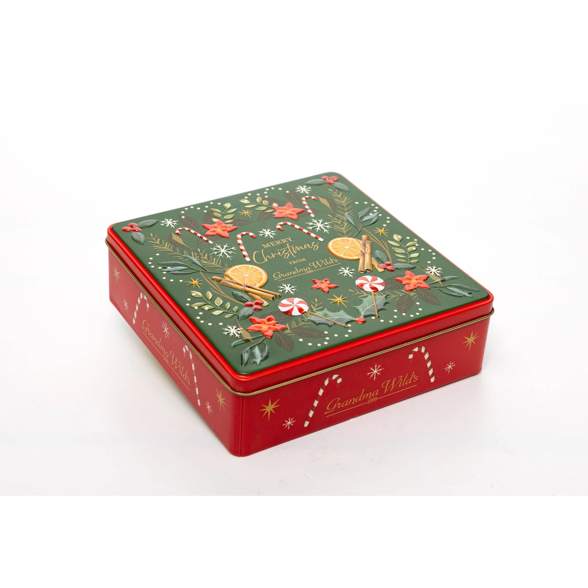 Embossed Christmas Candy Cane Tin with Shortbread - Image 3