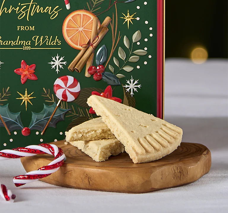 Embossed Christmas Candy Cane Tin with Shortbread - Image 4