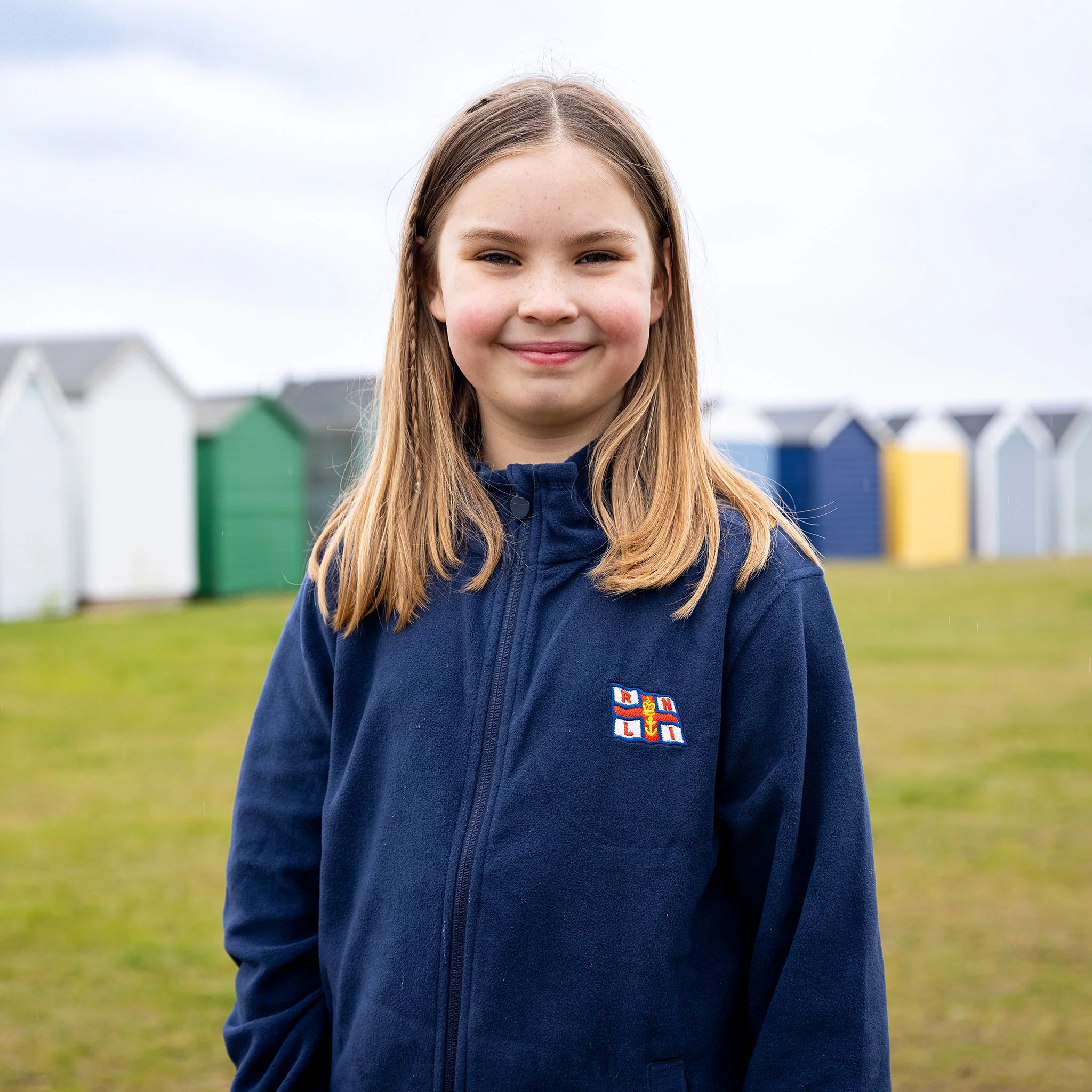 Kid's RNLI Flag Full Zip Fleece, Navy - Image 3