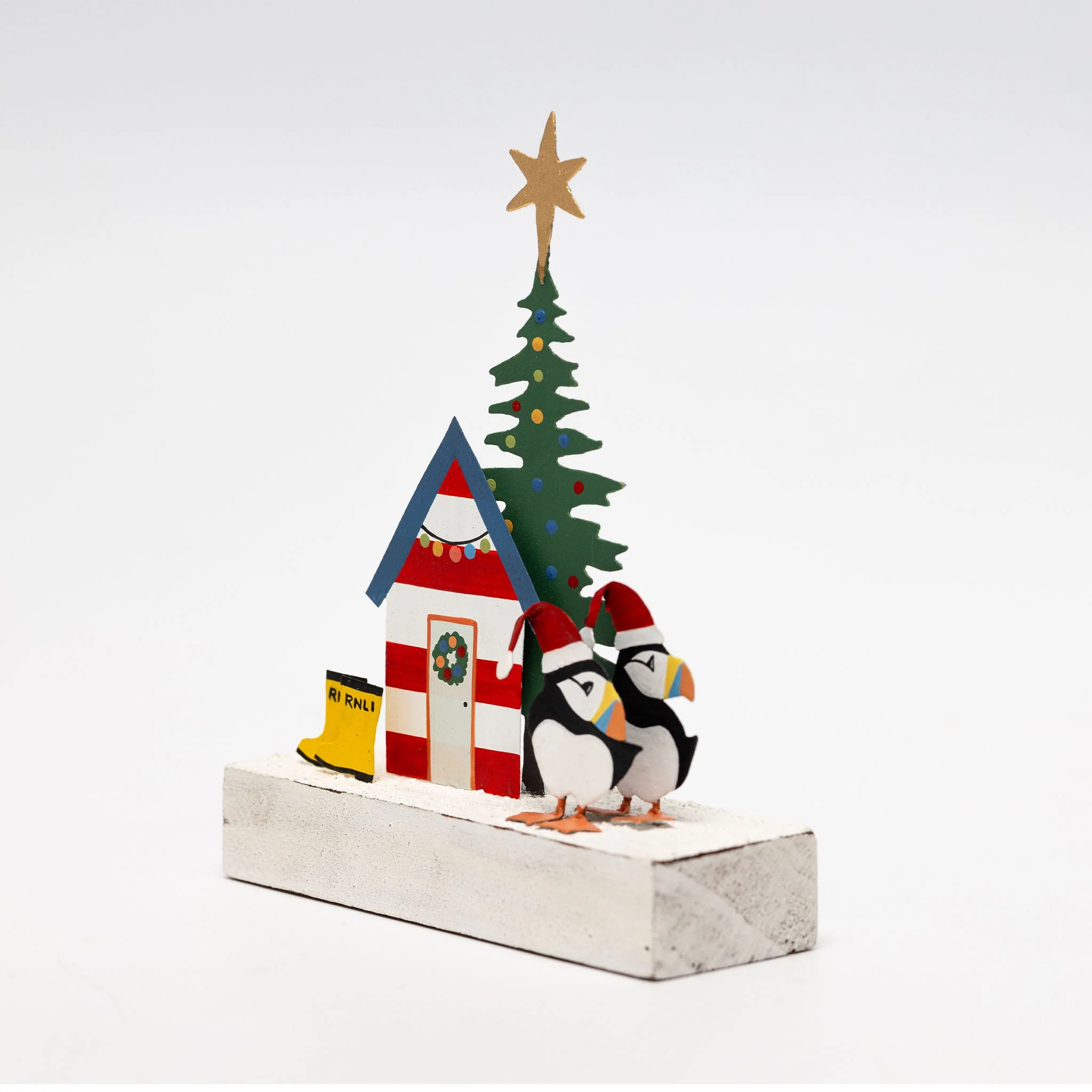 RNLI Beach Hut and Puffins Standing Decoration - Image 2