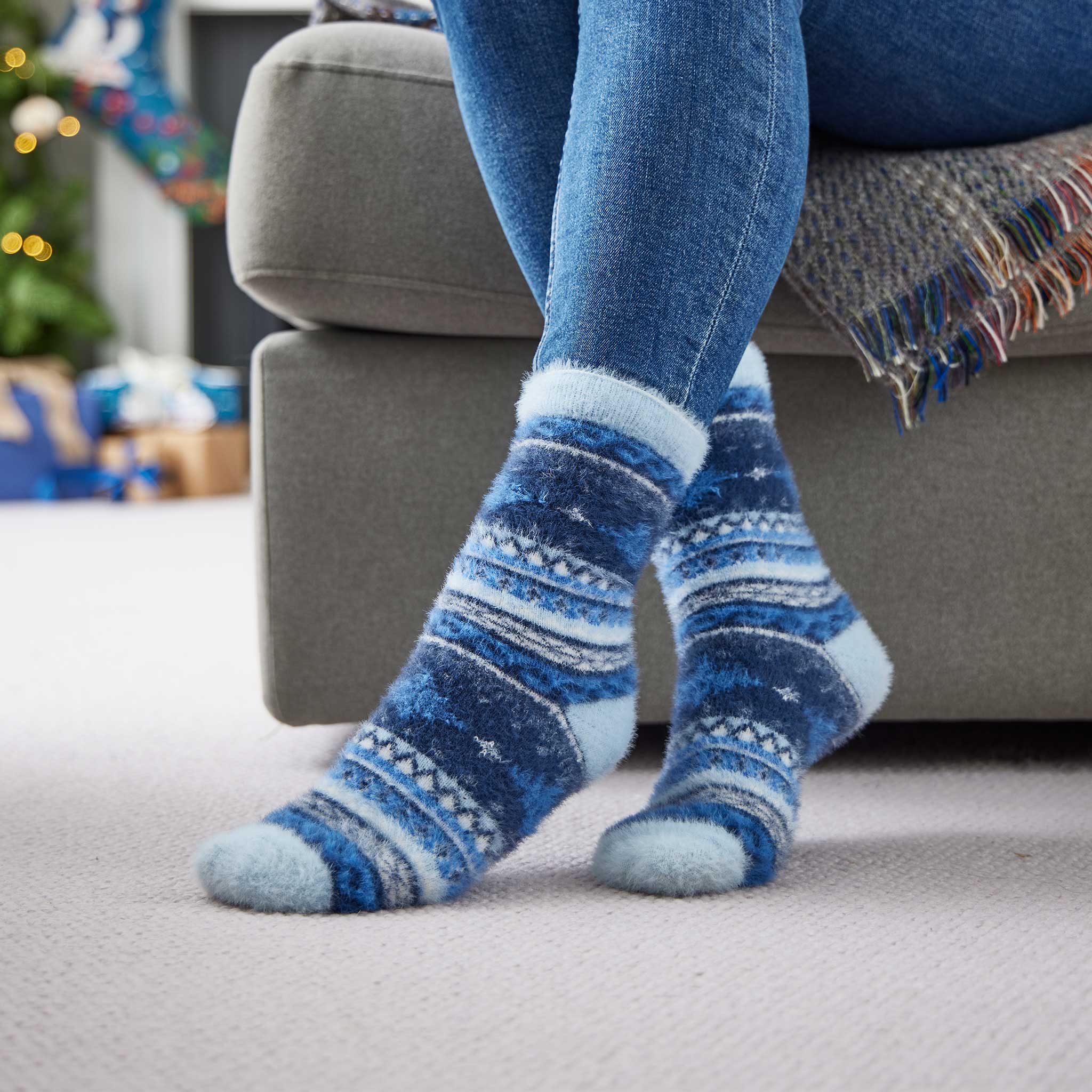 RNLI Christmas Fairisle Fluffy Socks - Image 2