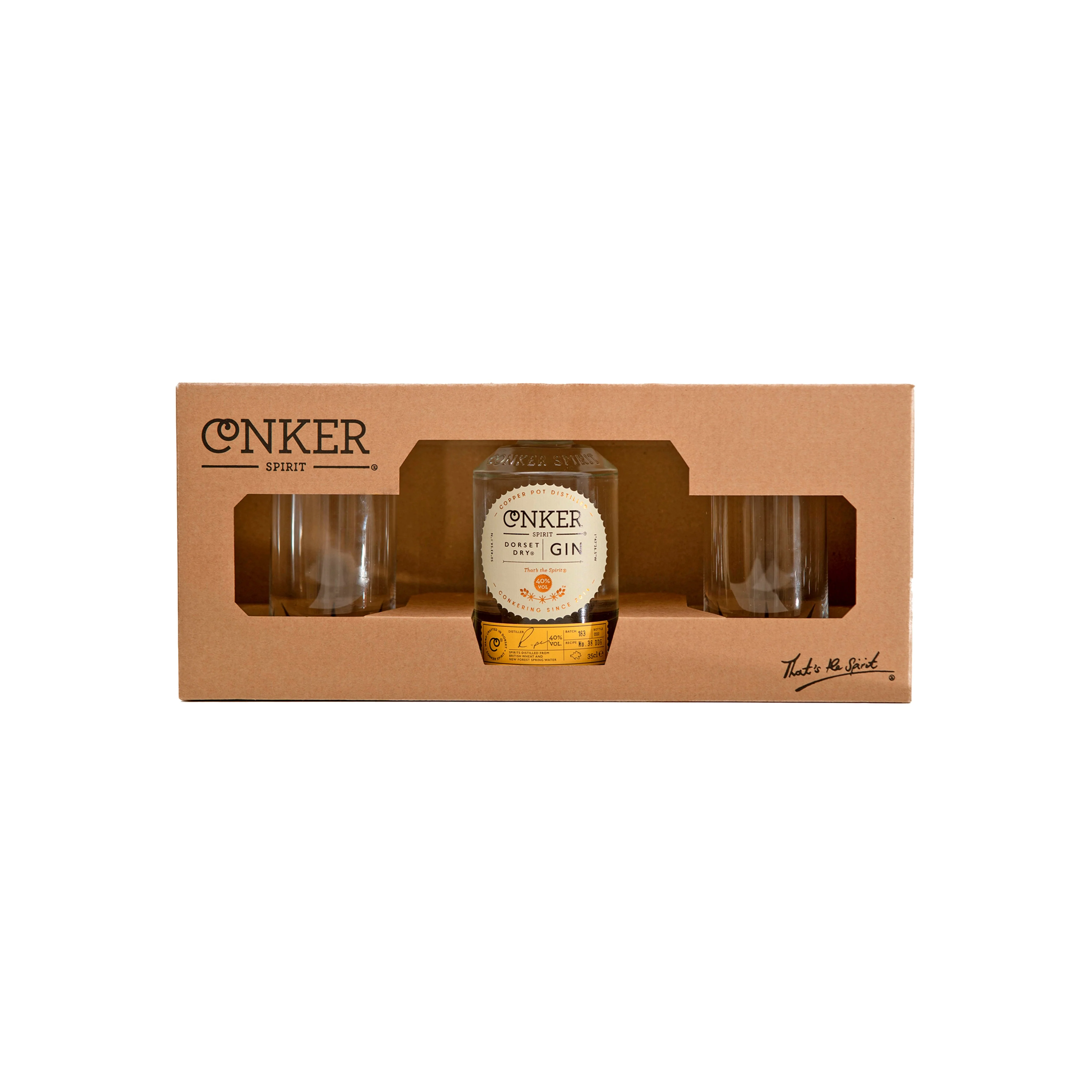 Conker Dorset Dry Gin and Glasses Gift Box, 35cl