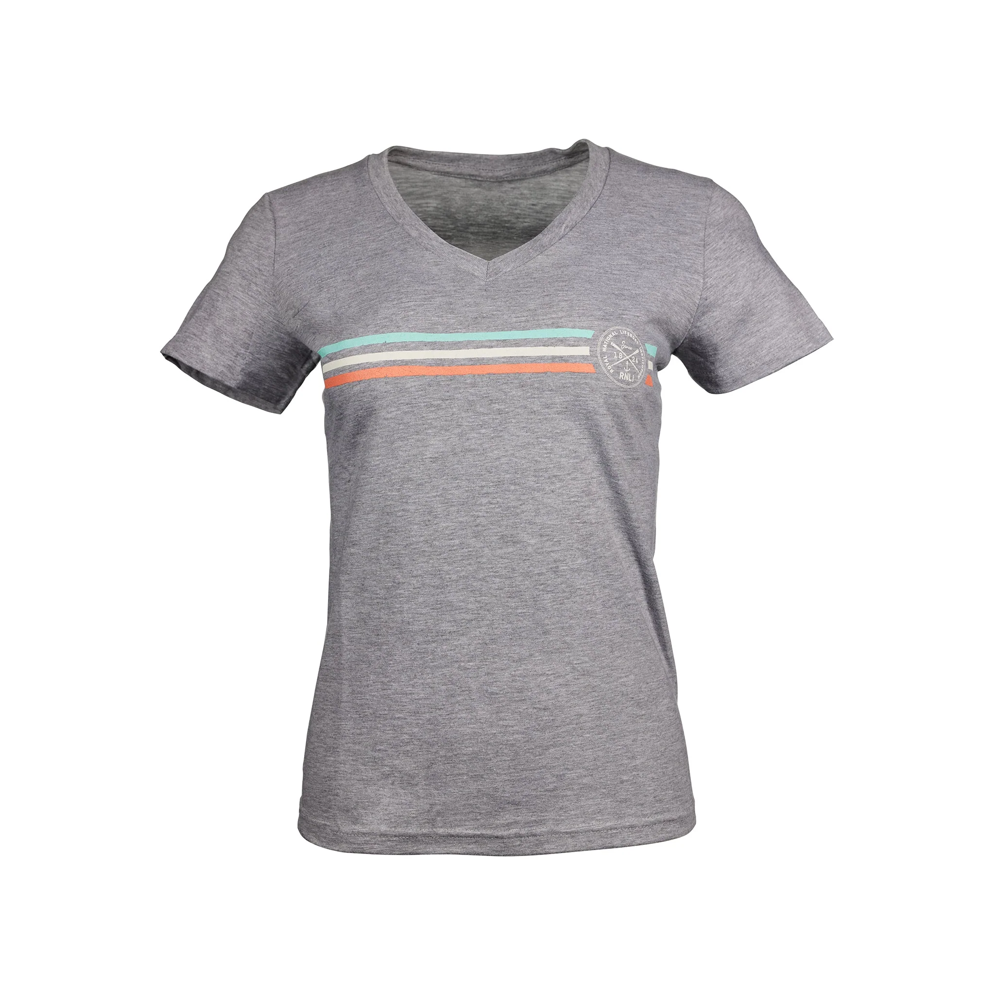 Women's RNLI Stripe Logo T-shirt, Grey