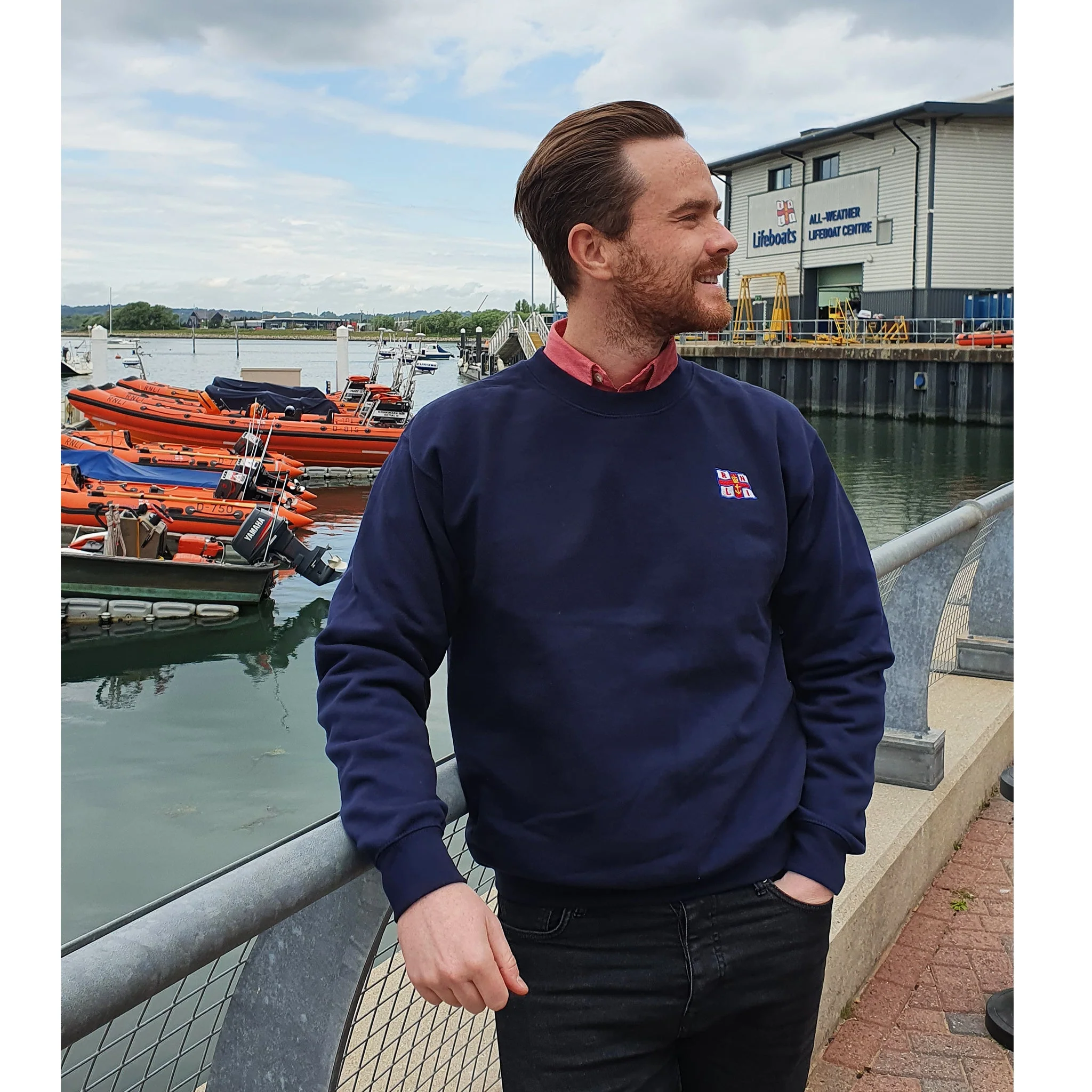 Unisex RNLI Flag Sweatshirt, Navy - Image 3