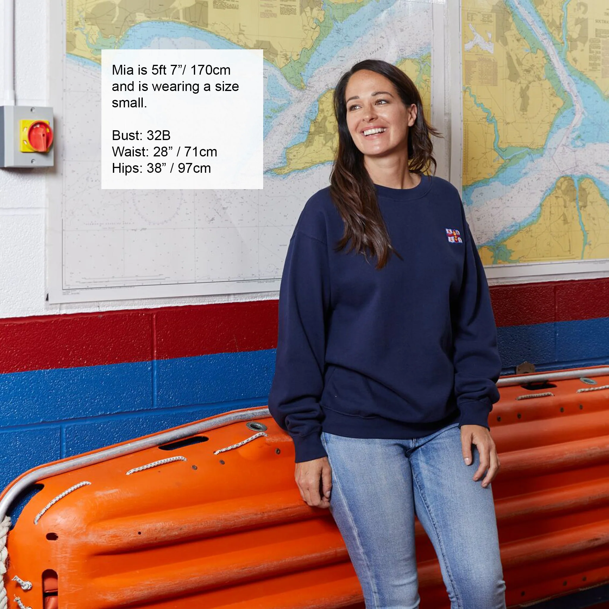 Unisex RNLI Flag Sweatshirt, Navy - Image 5